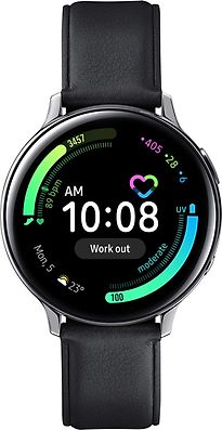 Samsung Galaxy Watch Active2 44 mm Cassa in Acciaio Inossidabile silver con Cinturino in Pelle black [WiFi]