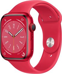 Apple Watch Series 8 45 mm kast van rood aluminium op rood geweven sportbandje [Wi-Fi + Cellular, (PRODUCT) RED Special Edition]