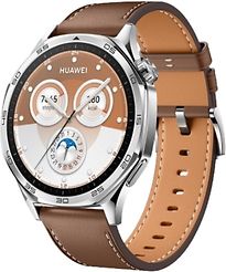 Huawei Watch GT 5 46 mm cassa in acciaio inossidabile argente con cinturino in pelle marrone