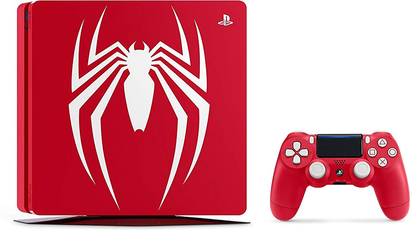 Rebuy Sony Playstation 4 slim 1 TB [Spider-Man Limited Edition incl. draadloze controller] rood aanbieding