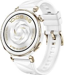 Huawei Watch Gt 5 Pro 42 Mm Bo�Tier Acier C�Ramique Blanche Avec Bracelet Fluor�Lastom�Re Blanche