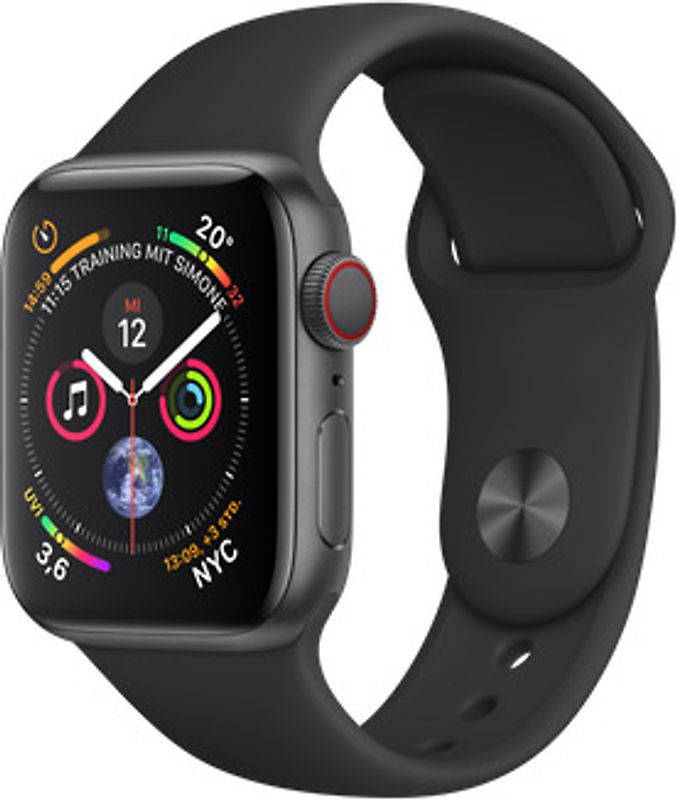 Rebuy Apple Watch Series 4 40 mm aluminium spacegrijs met sportarmband [wifi + cellular] zwart aanbieding