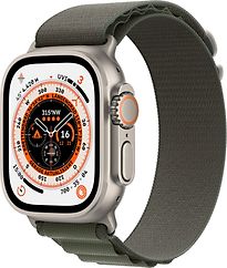 Image of Apple Watch Ultra 49 mm kast van titanium op Large groen Alpine-bandje [Wi-Fi + Cellular] (Refurbished)
