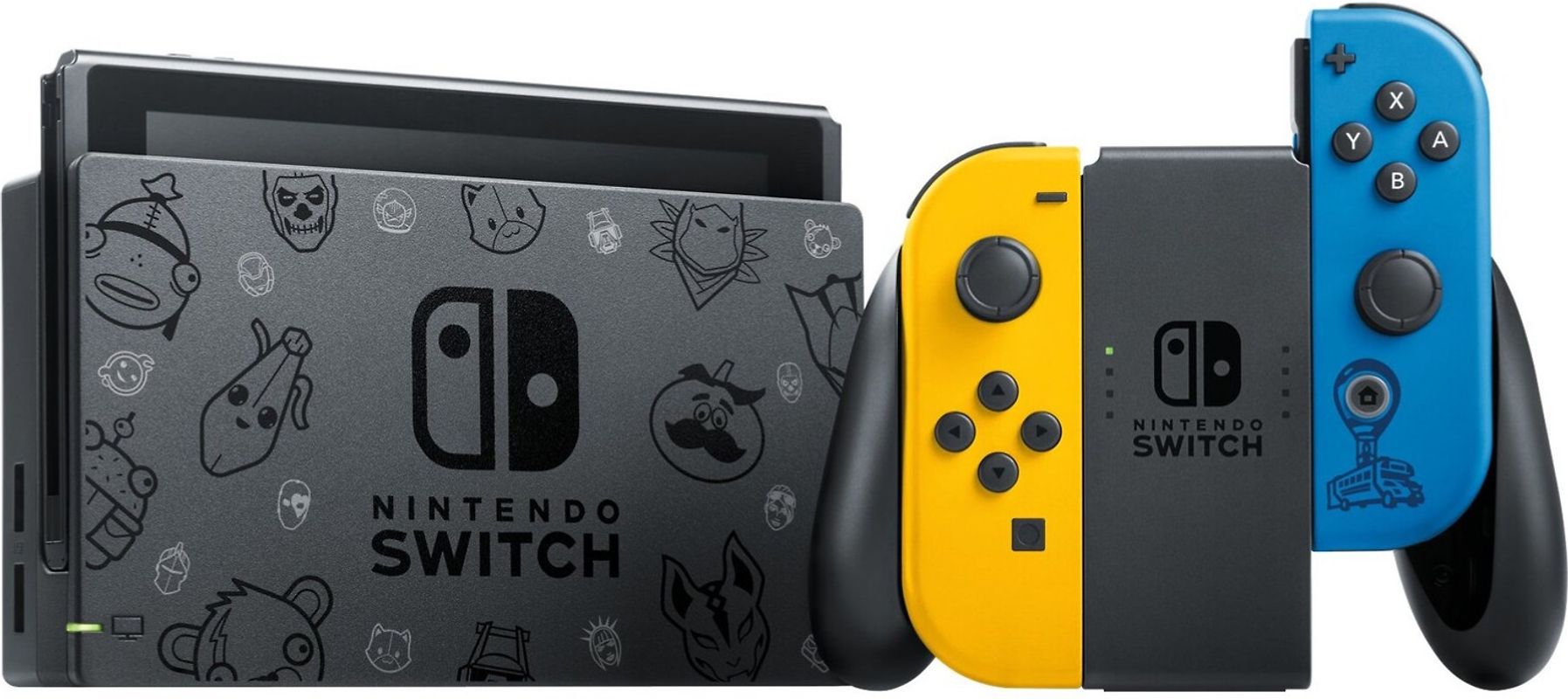 Rebuy Nintendo Switch 32 GB [Fortnite speciale editie incl. controller geel/blauw, zonder software] zwart aanbieding
