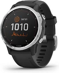 Garmin Fenix 6S Solar 42 mm zilver met een zwarte siliconen polsband - refurbished