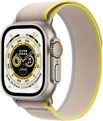Image of Apple Watch Ultra 49 mm kast van titanium op Trail-bandje S/M geel/beige [Wi-Fi + Cellular] (Refurbished)