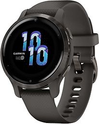 Image of Garmin Venu 2S 40 mm slate rand van roestvrij staal met graphite behuizing en siliconenbandje [wifi] (Refurbished)