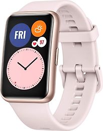 Image of Huawei Watch Fit 46 mm goud met een siliconen polsband sakura roze (Refurbished)