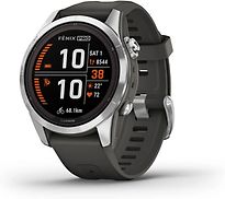 Garmin Fenix 7S Pro 42 Mm Argent Avec Bracelet En Silicone Graphite [Wi-Fi, Solar Edition]