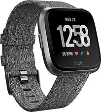 Image of Fitbit Versa 34 mm aluminium zwartgrijs met geworven stoffen armband [wifi] grijs (Refurbished)