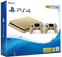Image of Sony PlayStation 4 slim 500 GB [incl. 2 draadloze controllers] goud (Refurbished)