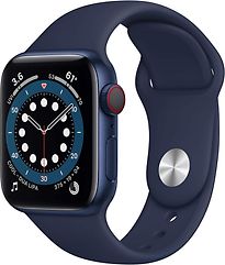 Image of Apple Watch Series 6 40 mm kast van blauwe aluminium met blauw sportbandje [wifi + cellular] (Refurbished)