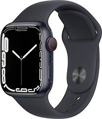 Image of Apple Watch Series 7 41 mm kast van middernacht aluminium met middernacht sportbandje [wifi + cellular] (Refurbished)