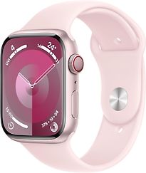 Image of Apple Watch Series 9 45 mm aluminium kast roze op sportbandje M/L lichtroze [Wi-Fi + Cellular] (Refurbished)