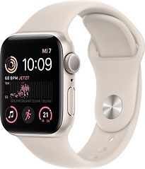 Image of Apple Watch SE 2022 40 mm kast van sterrenlicht aluminium op beige geweven sportbandje [Wi-Fi] (Refurbished)