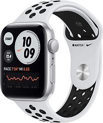Apple Watch Nike SE 44 mm kast van zilver aluminium met zilver/zwart sportbandje van Nike [wifi]
