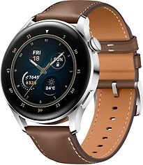 Huawei Watch 3 46 mm argento con Cinturino in Pelle marrone [WiFi + 4G, Classic Edition]