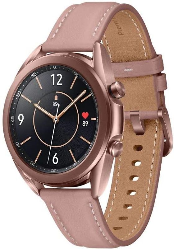 Rebuy Samsung Galaxy Watch3 41 mm roestvrijstalen behuizing brons met leren polsband brons [Wifi] aanbieding