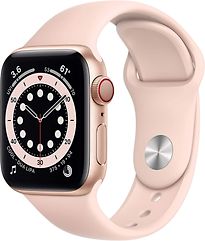 Apple Watch Series 6 40 mm Cassa in alluminio oro con Cinturino Sport rosa sabbia [Wi-Fi + Cellular]