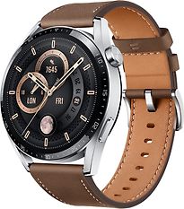 Huawei Watch GT 3 46 mm argento con cinturino di pelle marrone