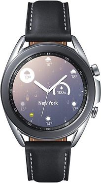 Image of Samsung Galaxy Watch3 41 mm roestvrijstalen behuizing zilver met zwarte leren polsband [Wifi] (Refurbished)