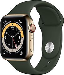 Image of Apple Watch Series 6 40 mm kast van goud roestvrij staal met groen sportbandje [wifi + cellular] (Refurbished)