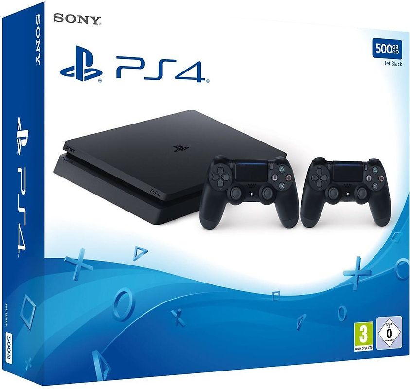 Rebuy Sony Playstation 4 slim 500 GB [incl. 2 draadloze controllers] zwart aanbieding