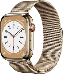 Apple Watch Series 8 45 Mm Boîtier En Acier Inoxydable Couleur Or Avec Bracelet Couleur Or En Maille Milanaise [Wi-Fi + Cellulaire]