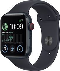 Image of Apple Watch SE 2022 44 mm kast van middernacht aluminium op middernacht geweven sportbandje [Wi-Fi + Cellular] (Refurbished)