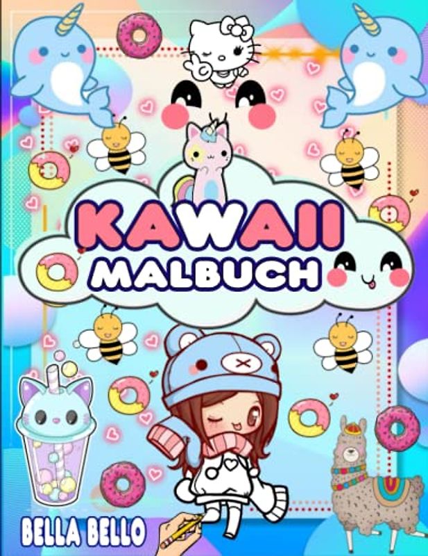 Kawaii Malbuch: niedliche Charaktere, Tiere und Kreaturen für die Kleinen zum Ausmalen