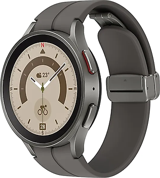 Samsung Galaxy Watch5 Pro 45 mm Titangehäuse grey titanium am D-Buckle Sportarmband M/L grey [Wi-Fi + 4G]