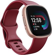 Fitbit Versa 4 40 mm Cassa in alluminio rame rosa cinturino in silicone rosso [Wi-Fi]