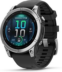 Garmin Fenix E 47 mm zilver met een zwarte siliconen polsband - refurbished