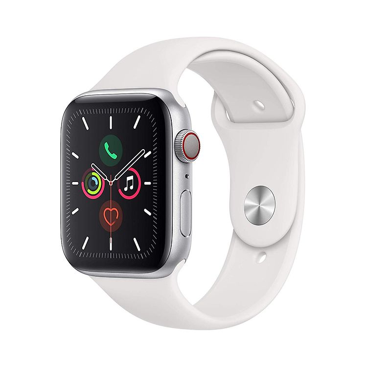 Apple Watch Series 5 44 mm Aluminiumgehause silber am Sportarmband weiB Wi Fi Cellular verkaufen rebuy