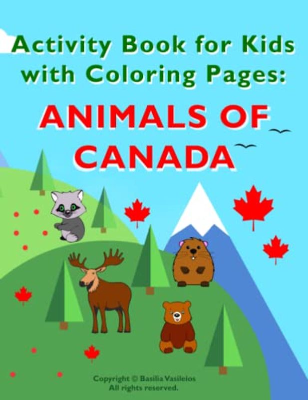 Kids Coloring Book Animals of Canada. Preschool Activity Book with