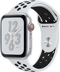 Apple Watch Nike+ Serie 4 44 mm cassa in alluminio argento con Bracciale sportivo Nike pure Platino/nero [Wi-Fi + Cellular]