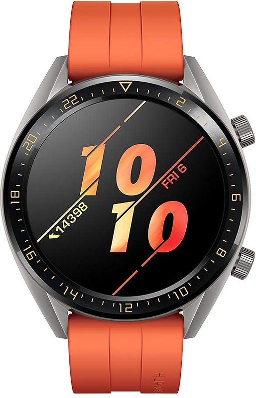 Rebuy Huawei Watch GT 46,5 mm grijs met siliconenarmband oranje [active edition] aanbieding