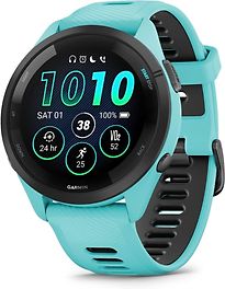Garmin Forerunner 265 46 mm turkoois/zwart met een turkoois/zwart siliconen polsband - refurbished