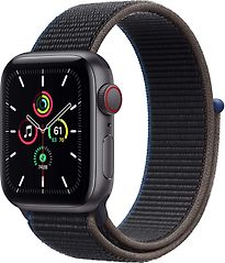 Apple Watch SE 40 mm Cassa in alluminio grigio siderale con Sport Loop carbone [Wi-Fi + Cellular]