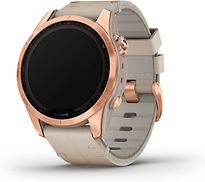 Garmin Fenix 7S 42 mm oro rosa con cinturino in pelle colore Limestone [Wi-Fi, Sapphire Solar Edition]