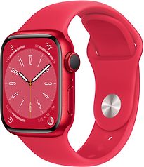 Image of Apple Watch Series 8 41 mm kast van rood aluminium op rood geweven sportbandje [Wi-Fi, (PRODUCT) RED Special Edition] (Refurbished)