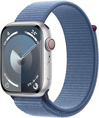 Apple Watch Series 9 Cassa in Alluminio 45 mm color Argento con Sport Loop Blu inverno [Wi-Fi + Cellulare]