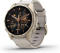 Garmin Fenix 8 43 mm oro con cinturino in silicone colore grigio nebbioso [Wi-Fi, Sapphire Edition]
