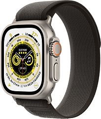 Apple Watch Ultra 49 mm Cassa in titanio colore argento con Trail Loop M/L nero/grigio [Wi-Fi + Cellular]