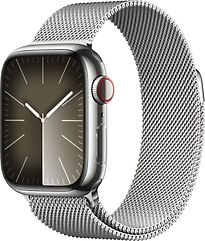 Image of Apple Watch Series 9 41 mm roestvrij stalen kast zilver op Milanees bandje zilver [Wi-Fi + Cellular] (Refurbished)