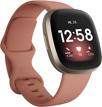 Fitbit Versa 3 40 Mm Or P�Le Et Bracelet En Silicone Argile Rose [Wi-Fi]