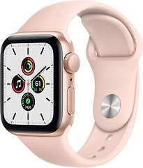 Image of Apple Watch SE 40 mm kast van goud aluminium met roze sportbandje [wifi] (Refurbished)