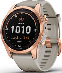 Garmin Fenix 7S 42 mm oro rosa con cinturino in silicone color beige [Wi-Fi, Solar Edition]
