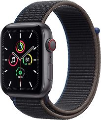 Image of Apple Watch SE 44 mm kast van spacegrijs aluminium met Sport Loop grijs [wifi + cellular] (Refurbished)