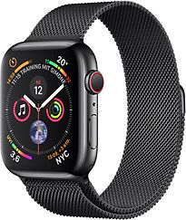 Image of Apple Watch Series 4 44 mm edelstaal space zwart met milanese armband [wifi + cellular] space zwart (Refurbished)